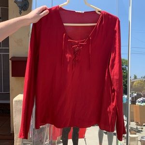 Aritzia lace up long sleeve top